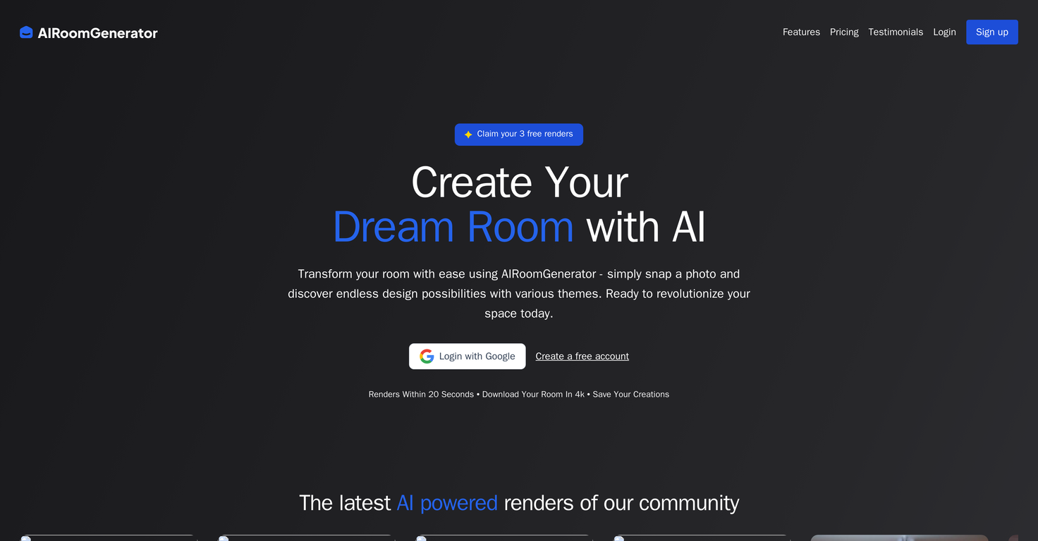 AIRoomGenerator website