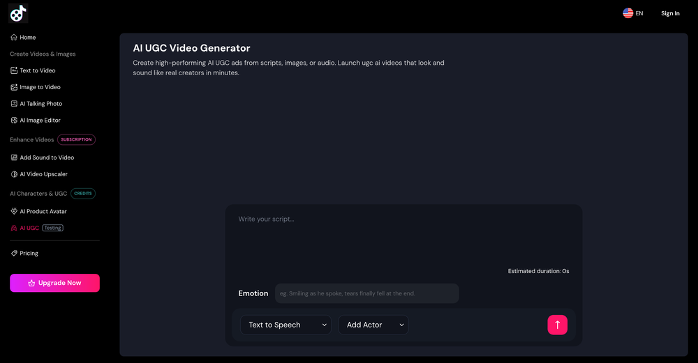 AIVideoMaker AI website