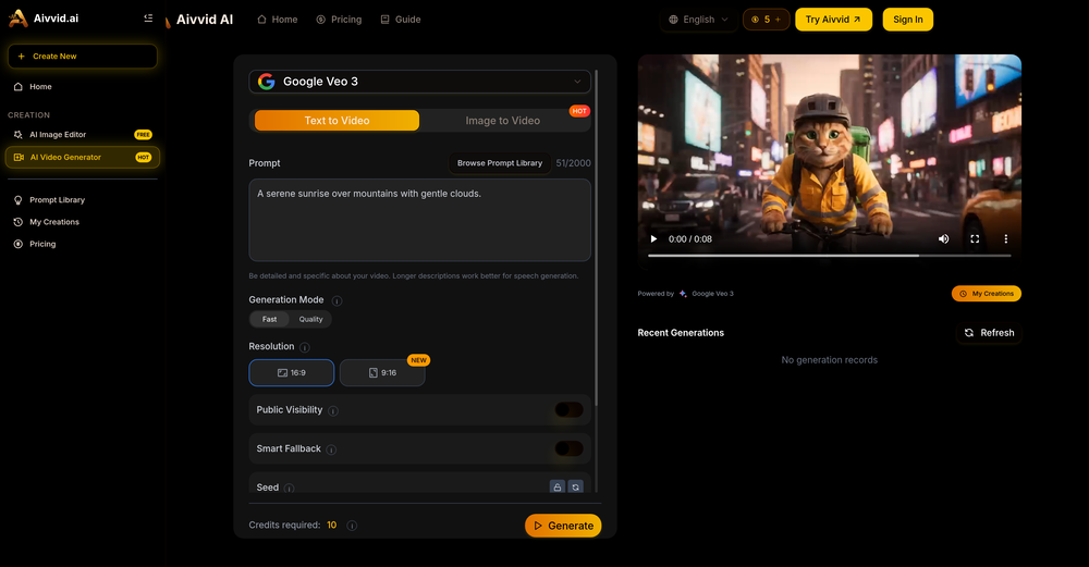 Aivvid AI website