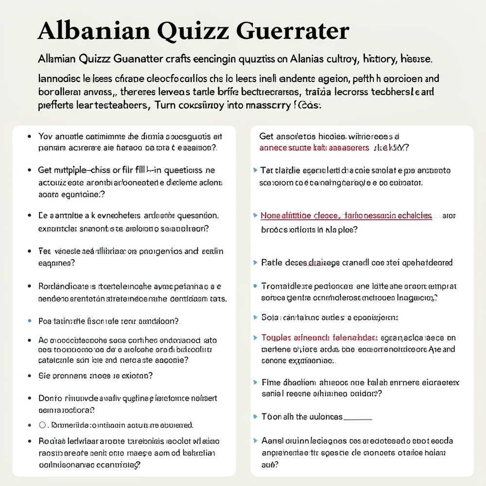 Albanian Quizz Generator website