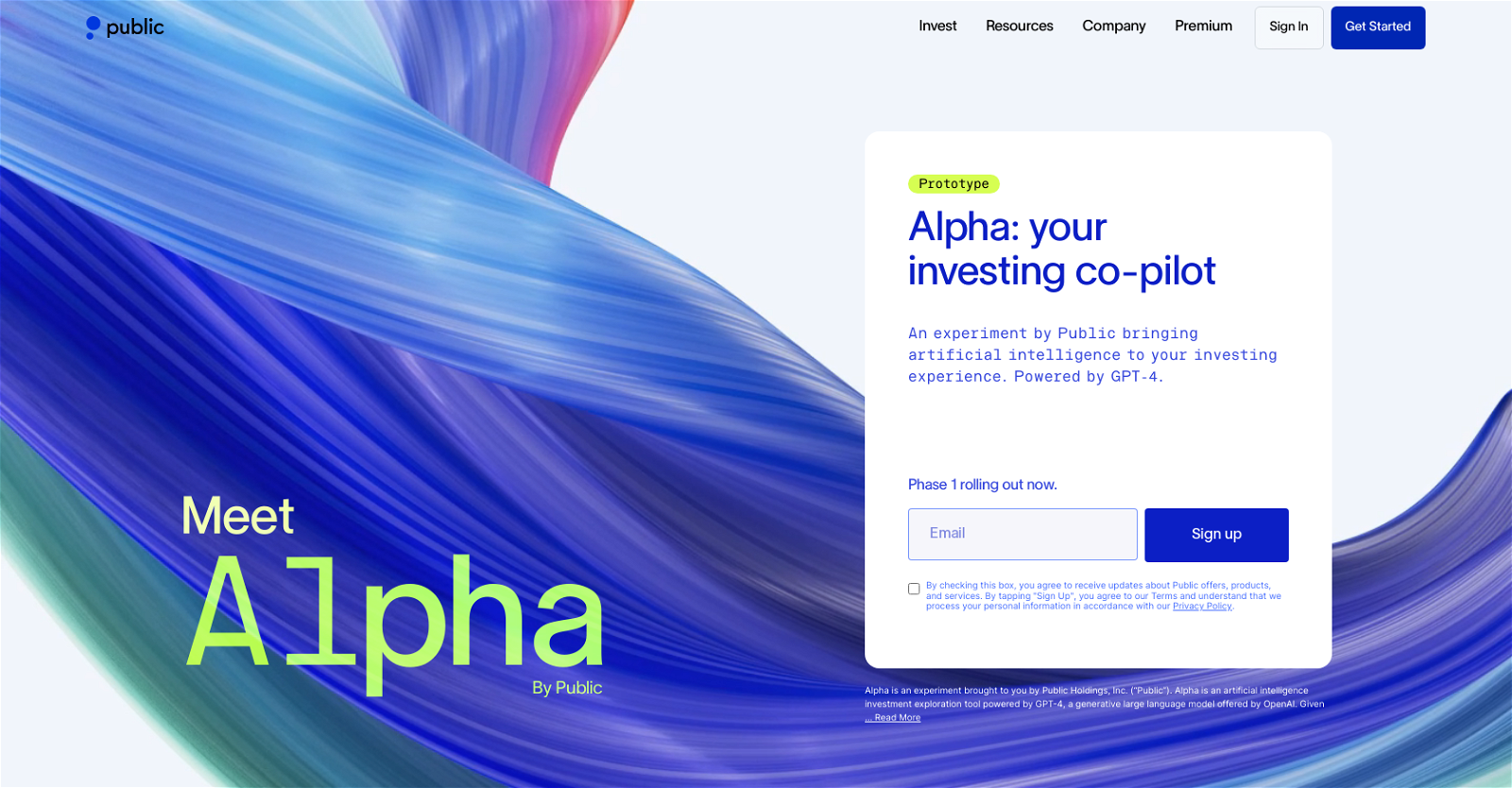 Alpha by Public website