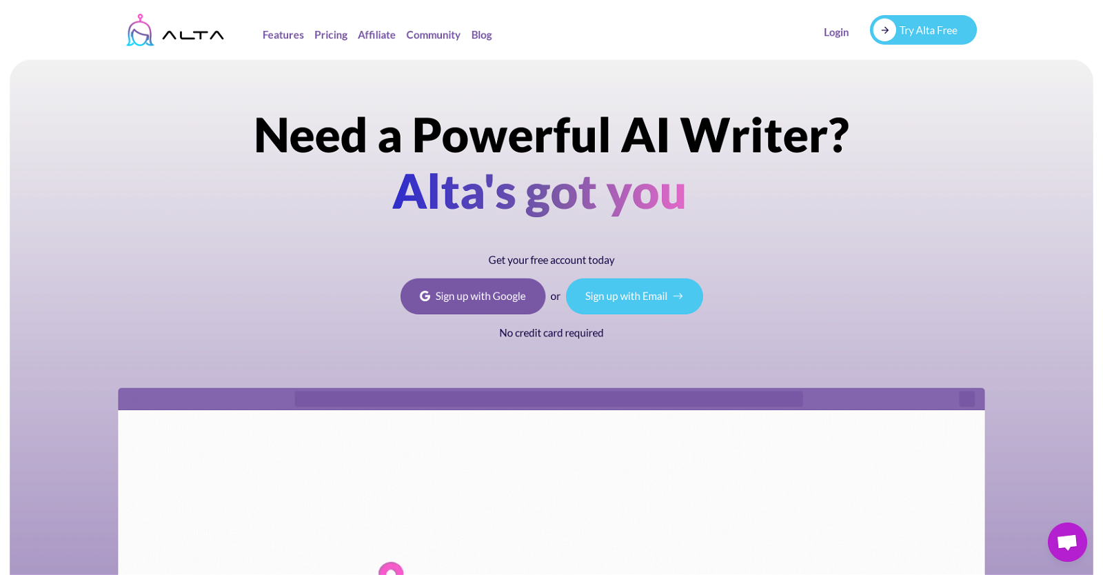Alta website