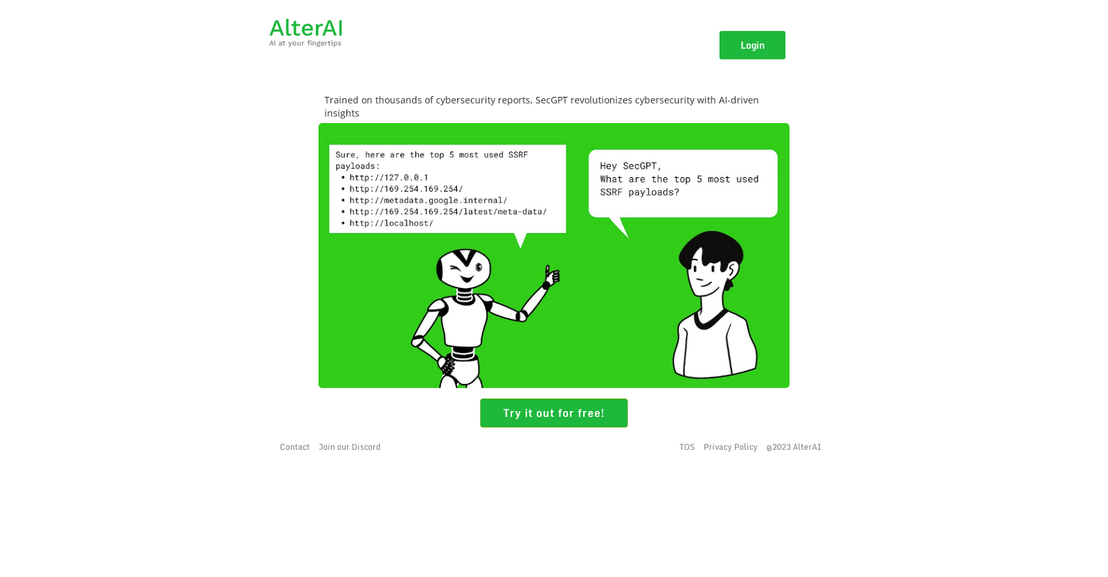 Alter AI - SecGPT website