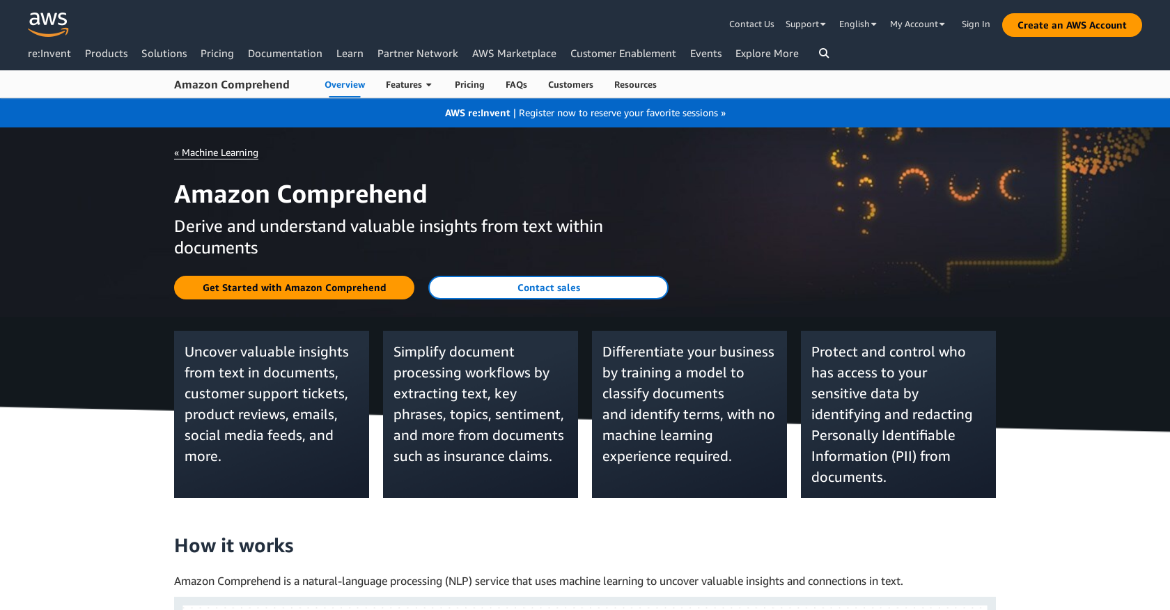 Amazon Comprehend website