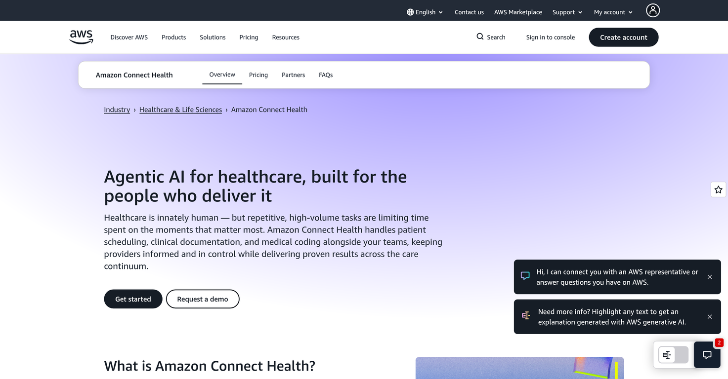 Amazon Connect Health website