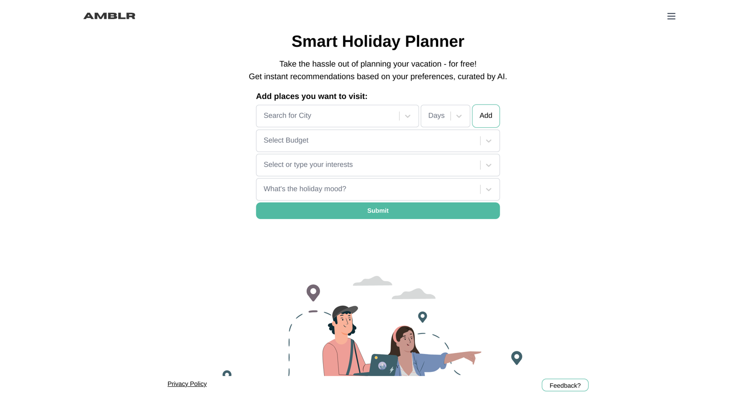 AMBLR - AI Travel Planner website