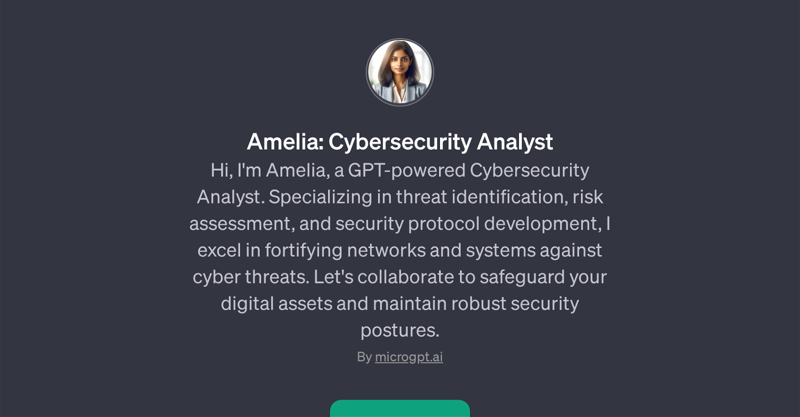 Amelia: Cybersecurity Analyst website