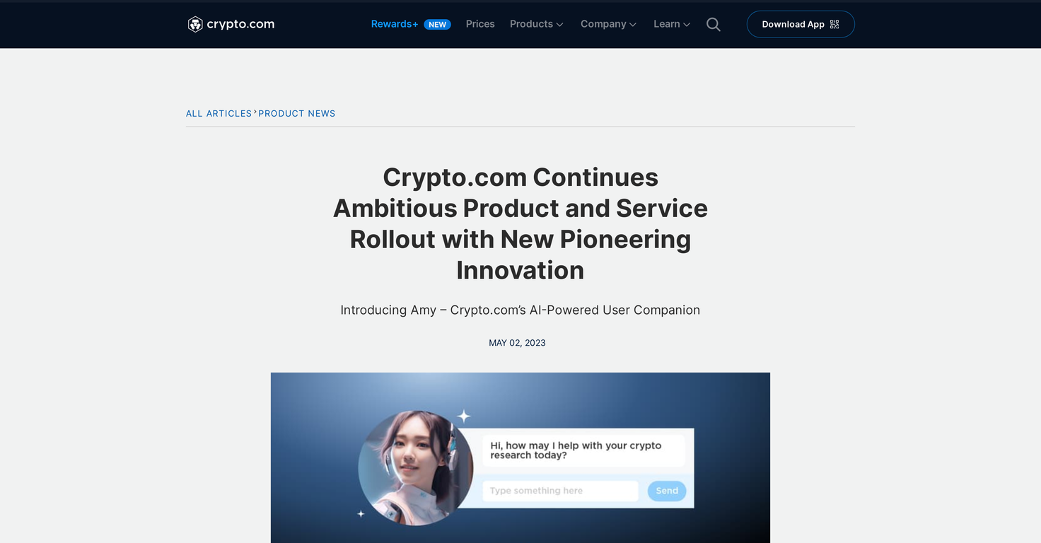 Amy by Crypto.com website