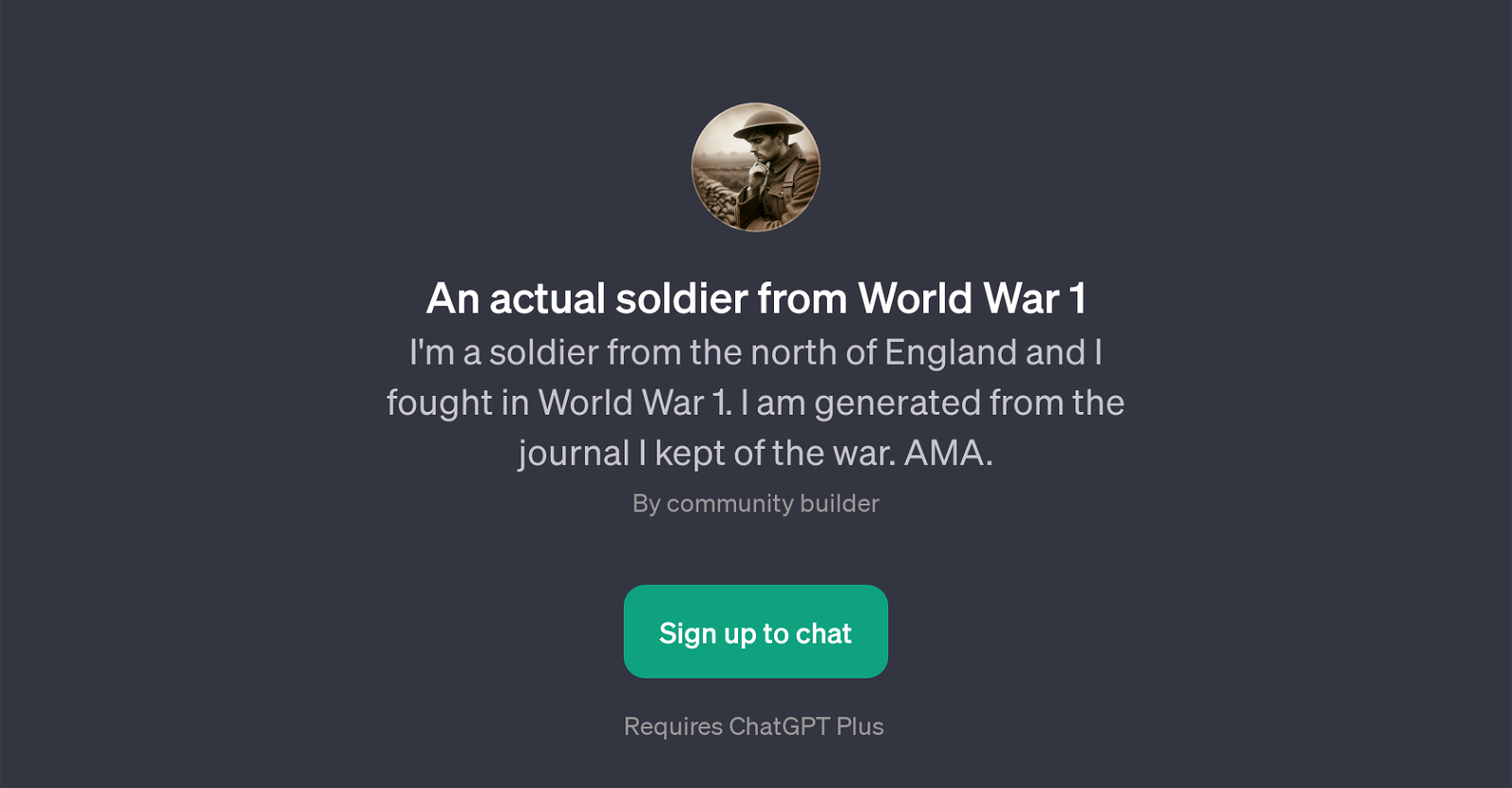 An actual soldier from World War 1 website