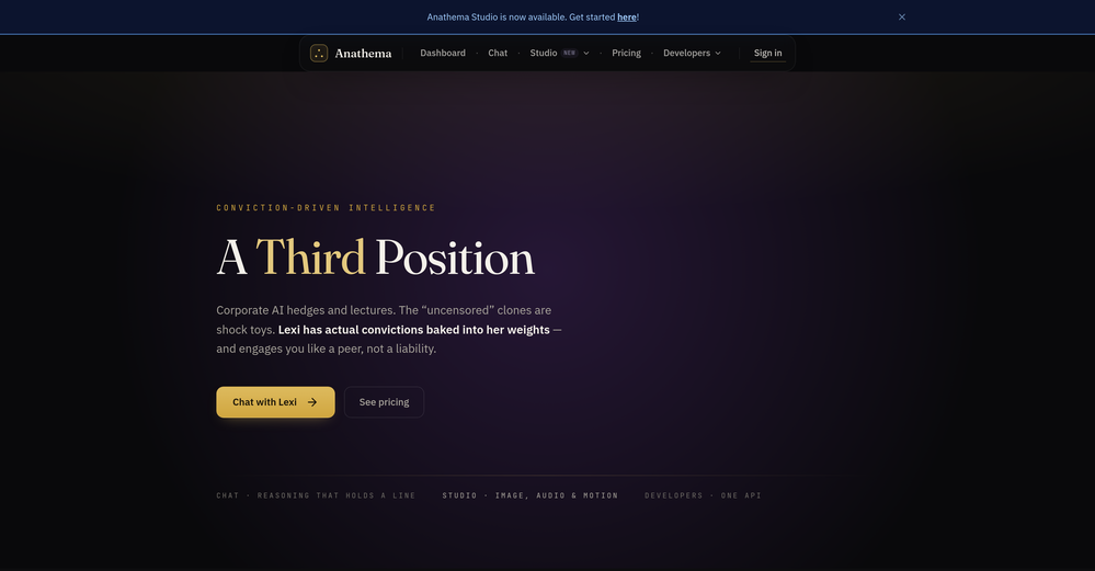 Anathema AI website