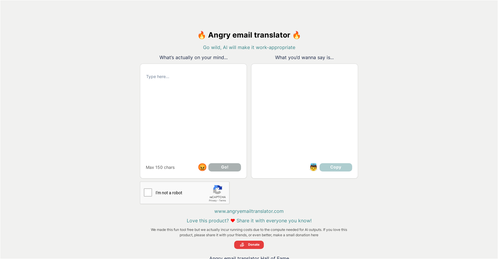 Angry Email Translator website