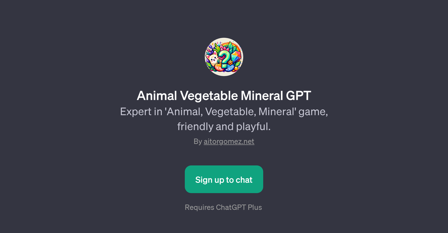 Animal Vegetable Mineral GPT website