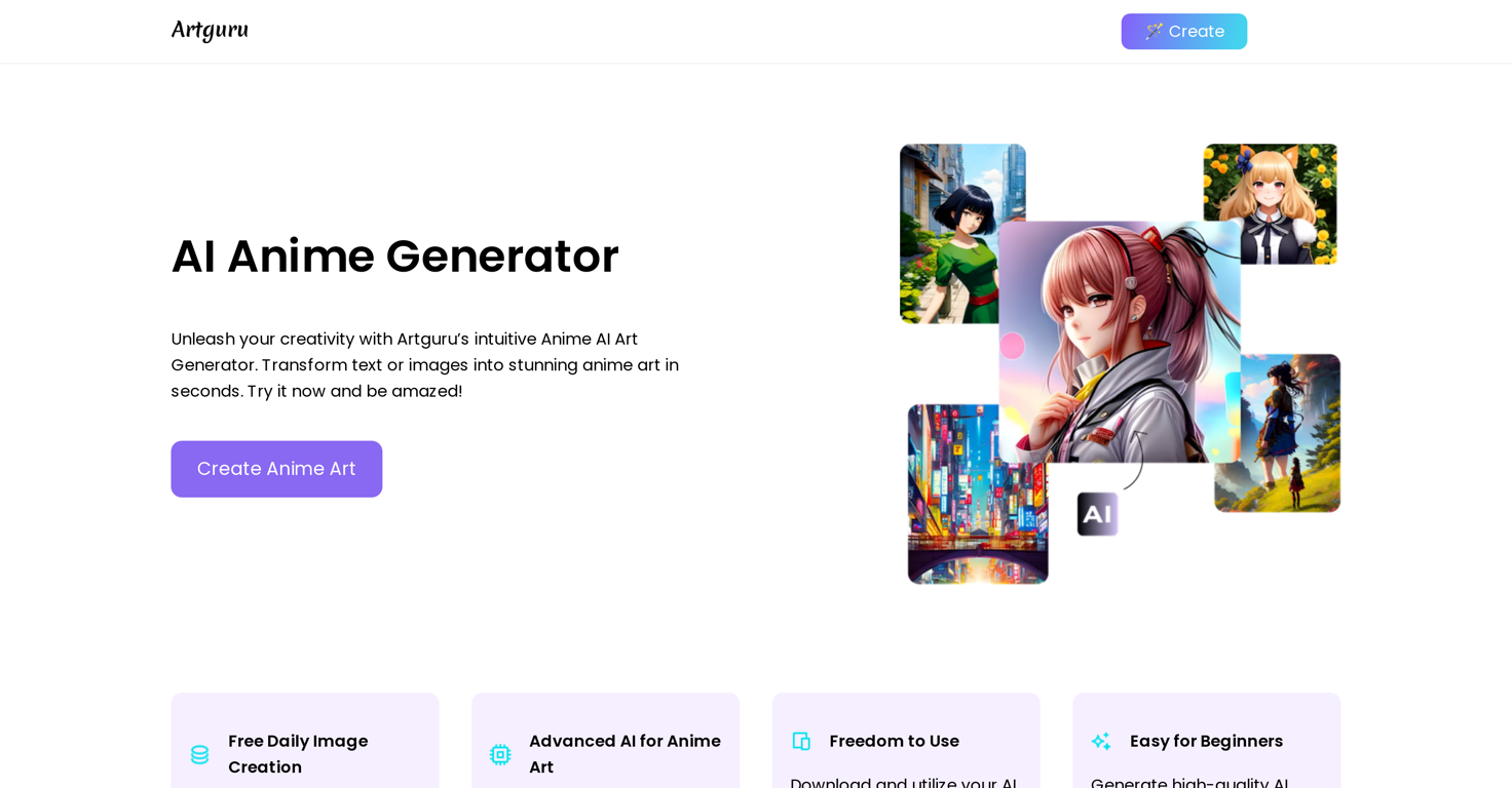 Anime Generator by Artguru website