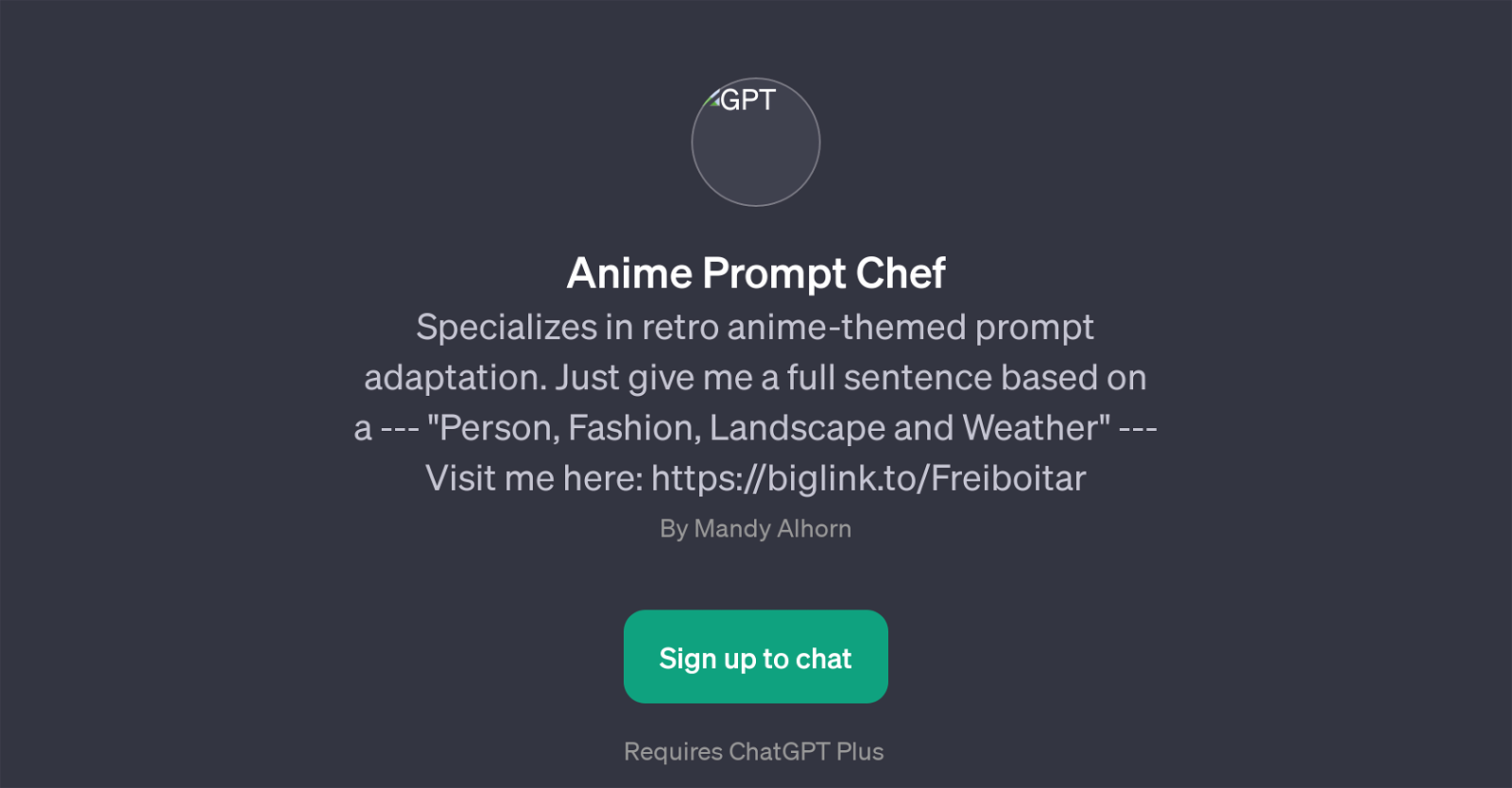Anime Prompt Chef website