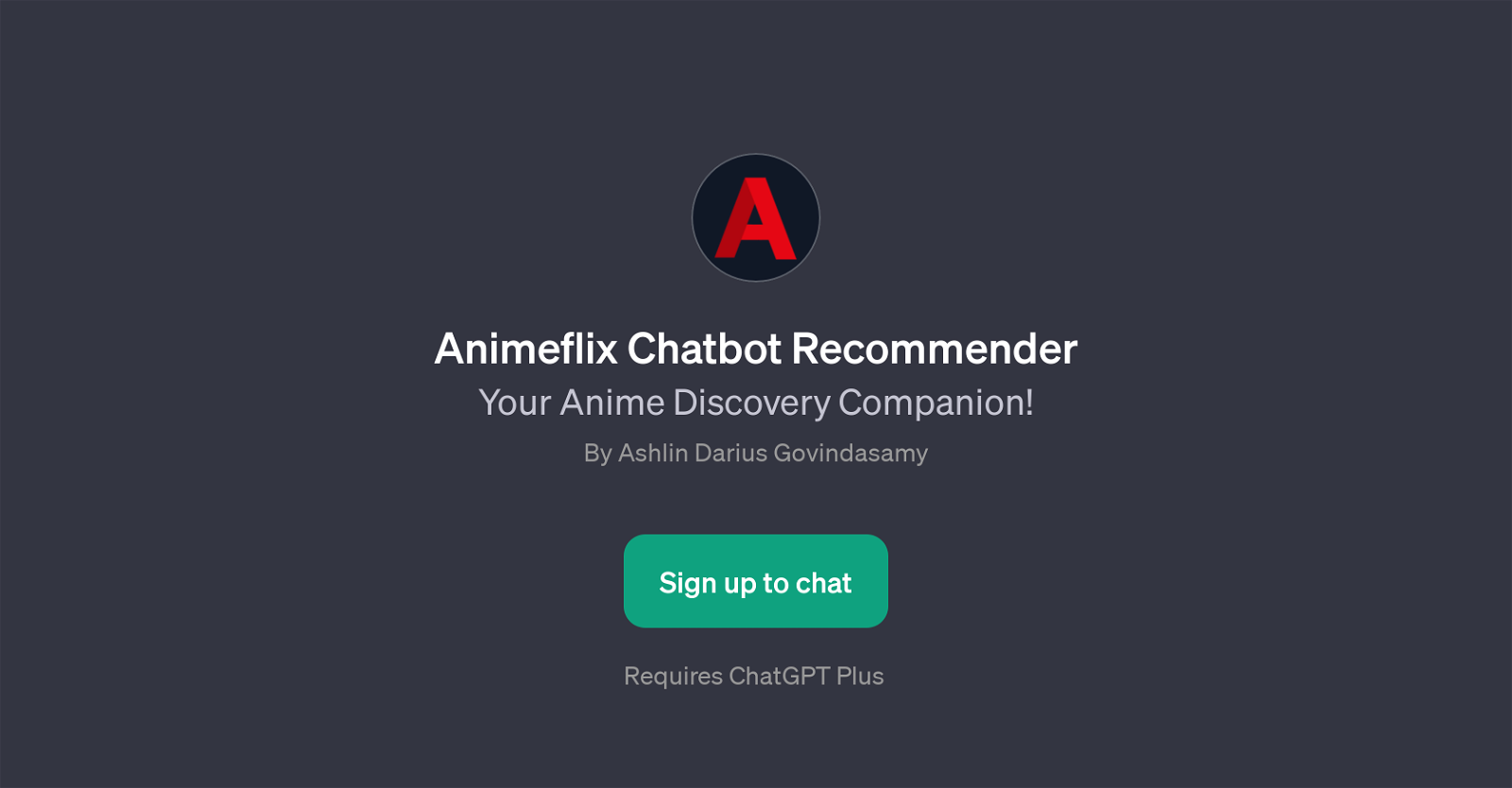 Animeflix Chatbot Recommender website