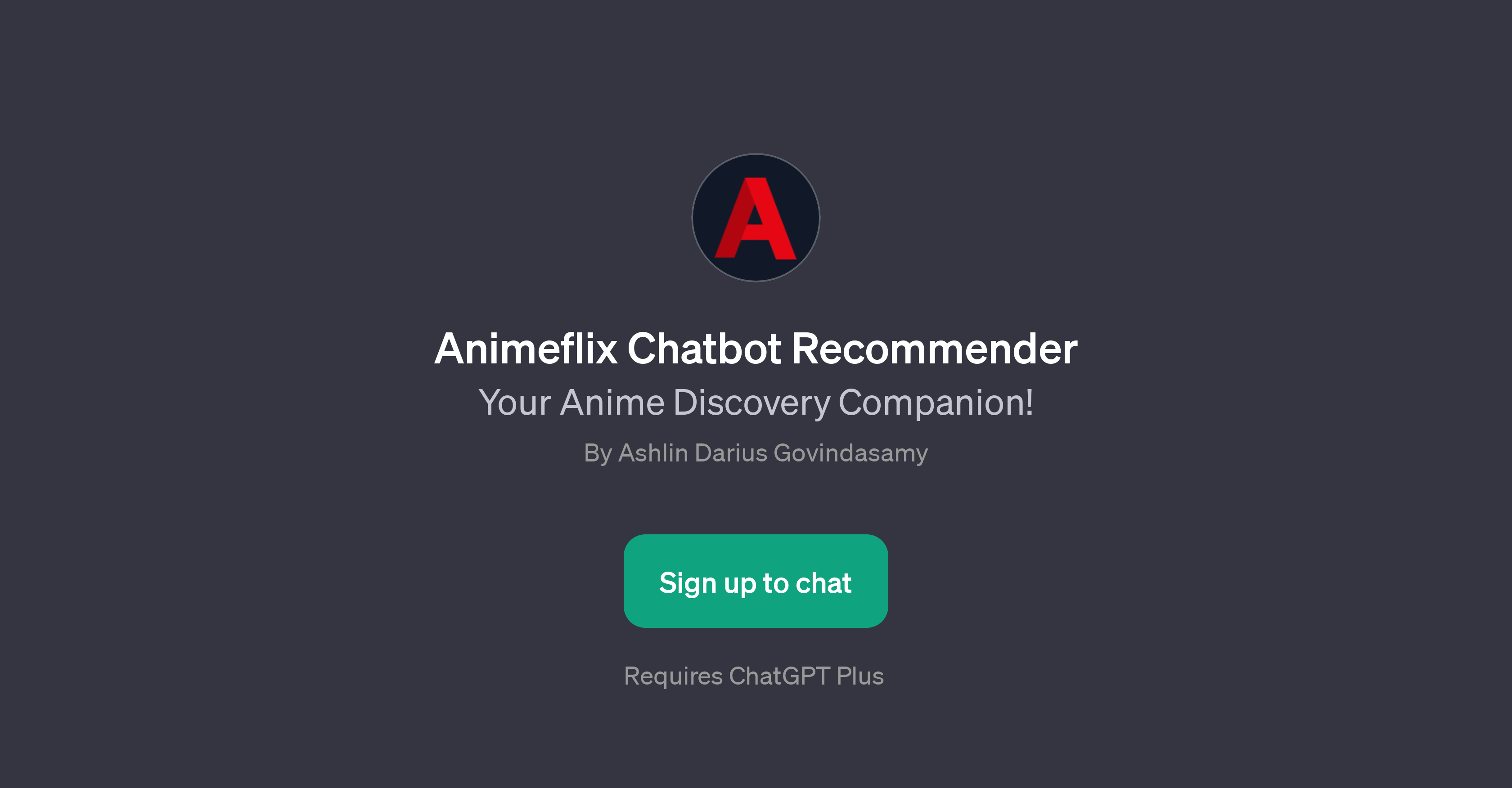 Animeflix Chatbot Recommender website