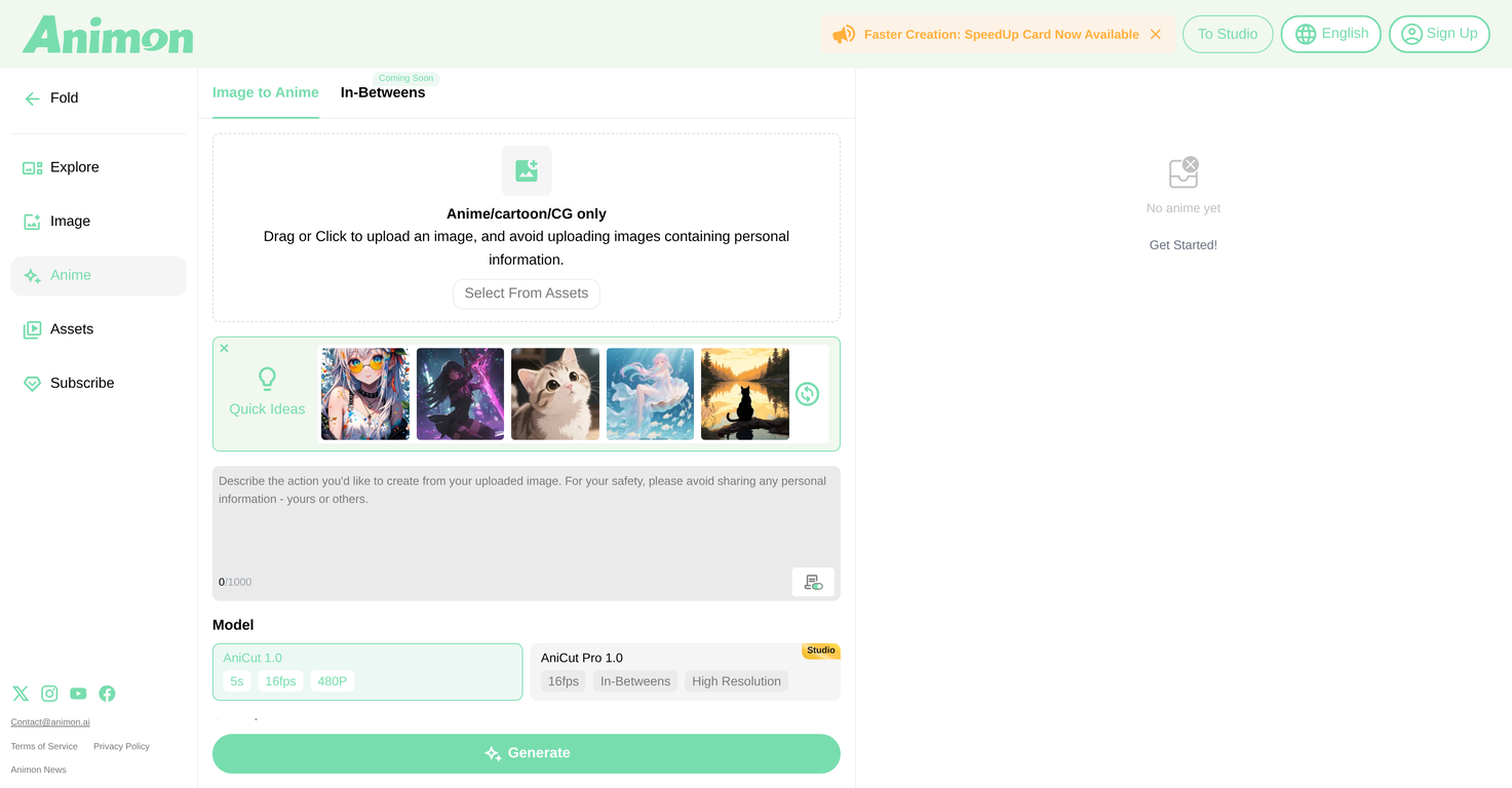 Animon | Anime generator website