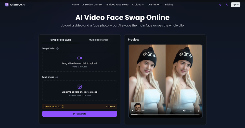Animove AI website