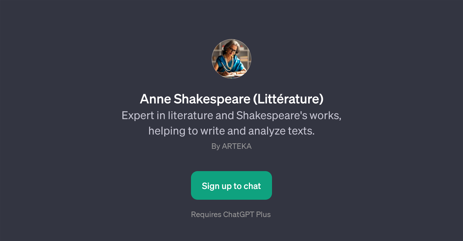 Anne Shakespeare (Littrature) website
