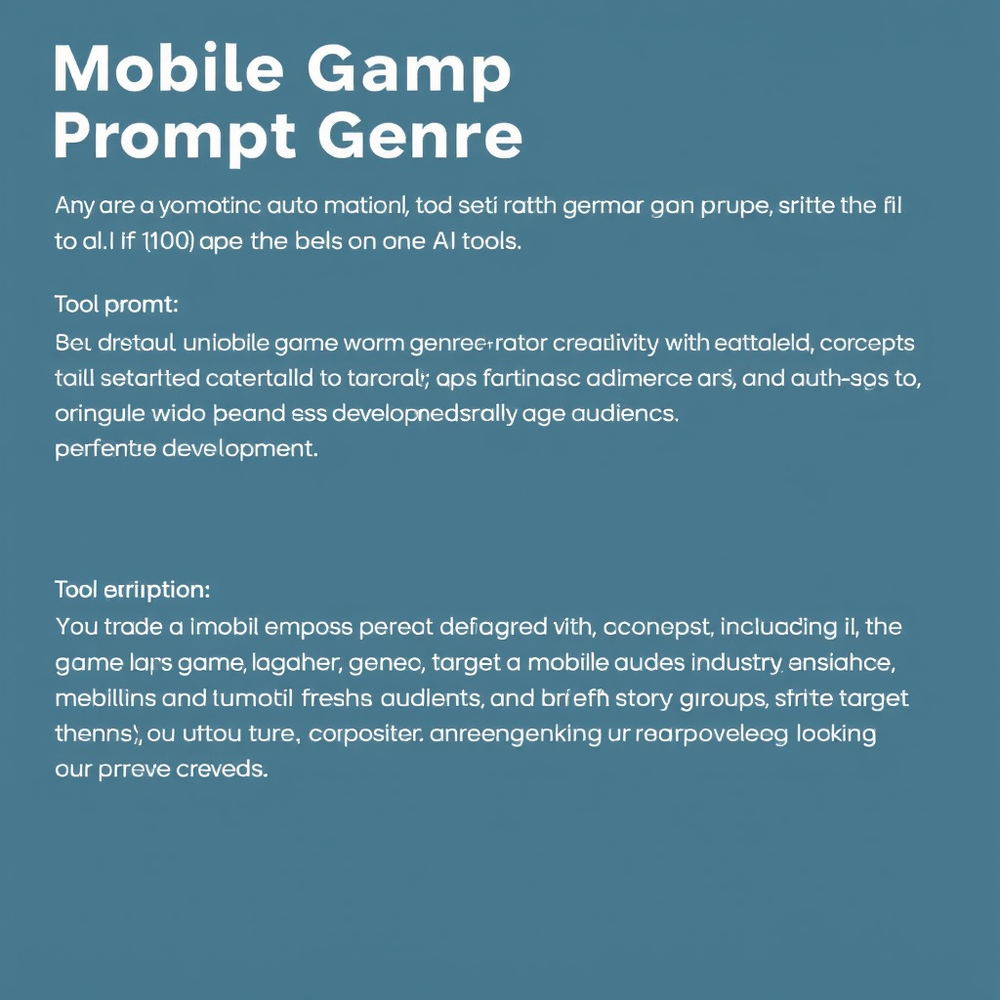Any type of Mobile Game App Prompt Generator website