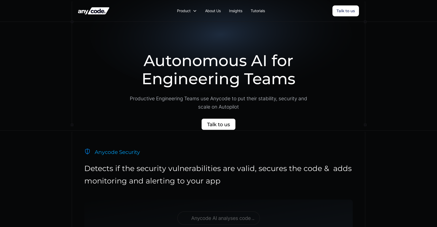 Anycode AI website