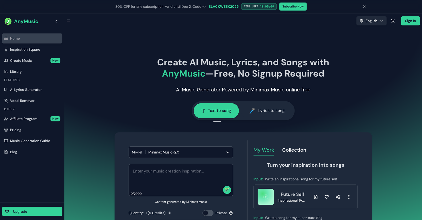 AnyMusic website