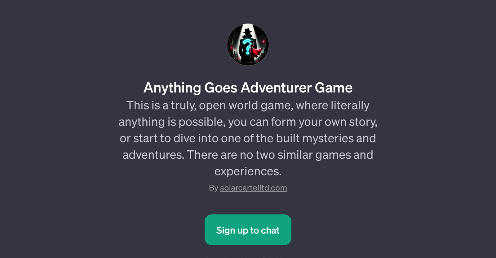 Anything Goes Adventurer Game website