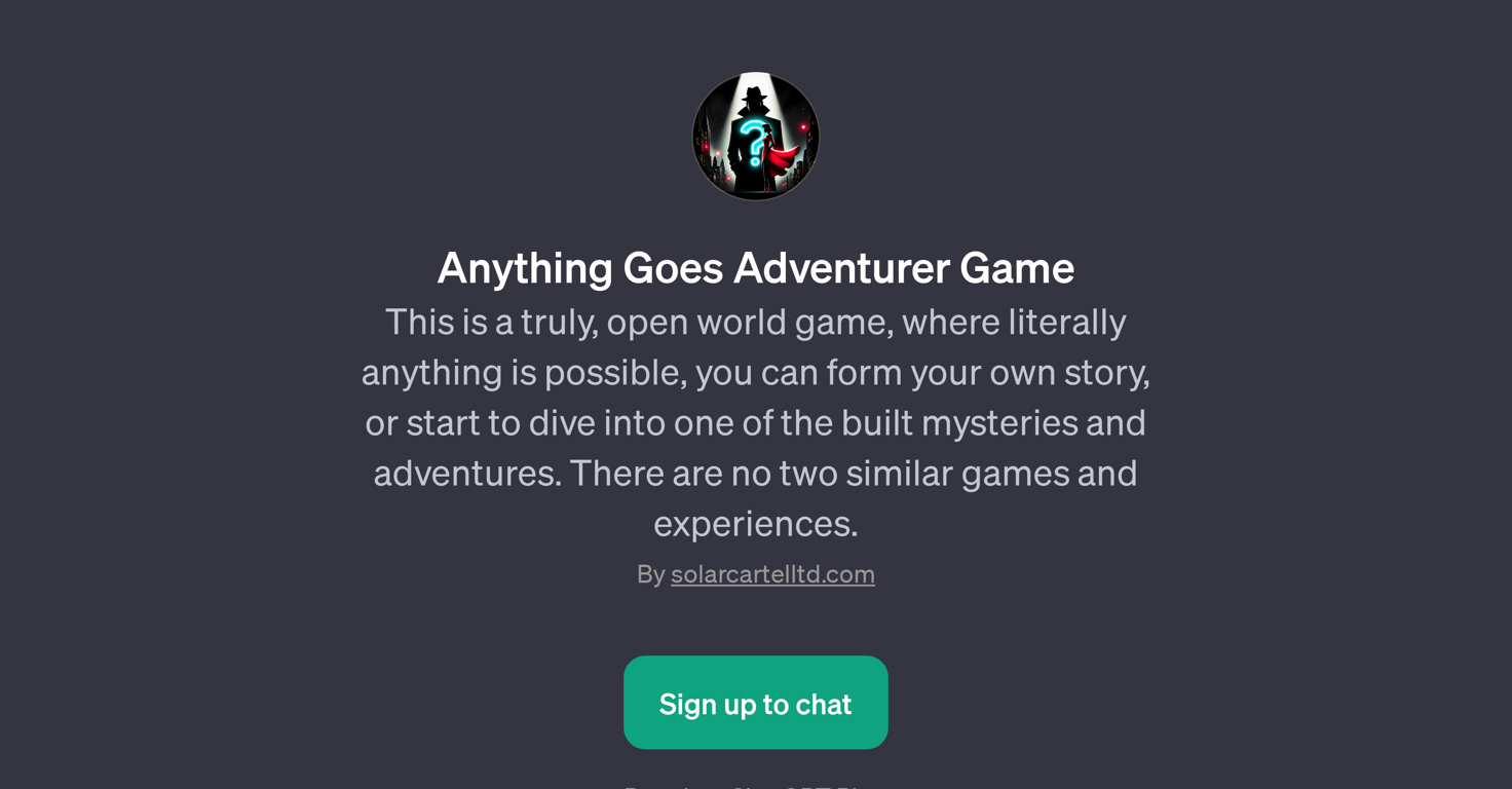 Anything Goes Adventurer Game website