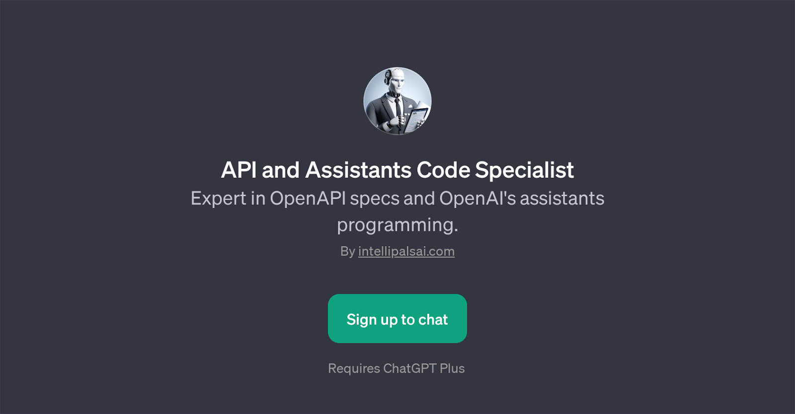 API and Assistants Code Specialist website