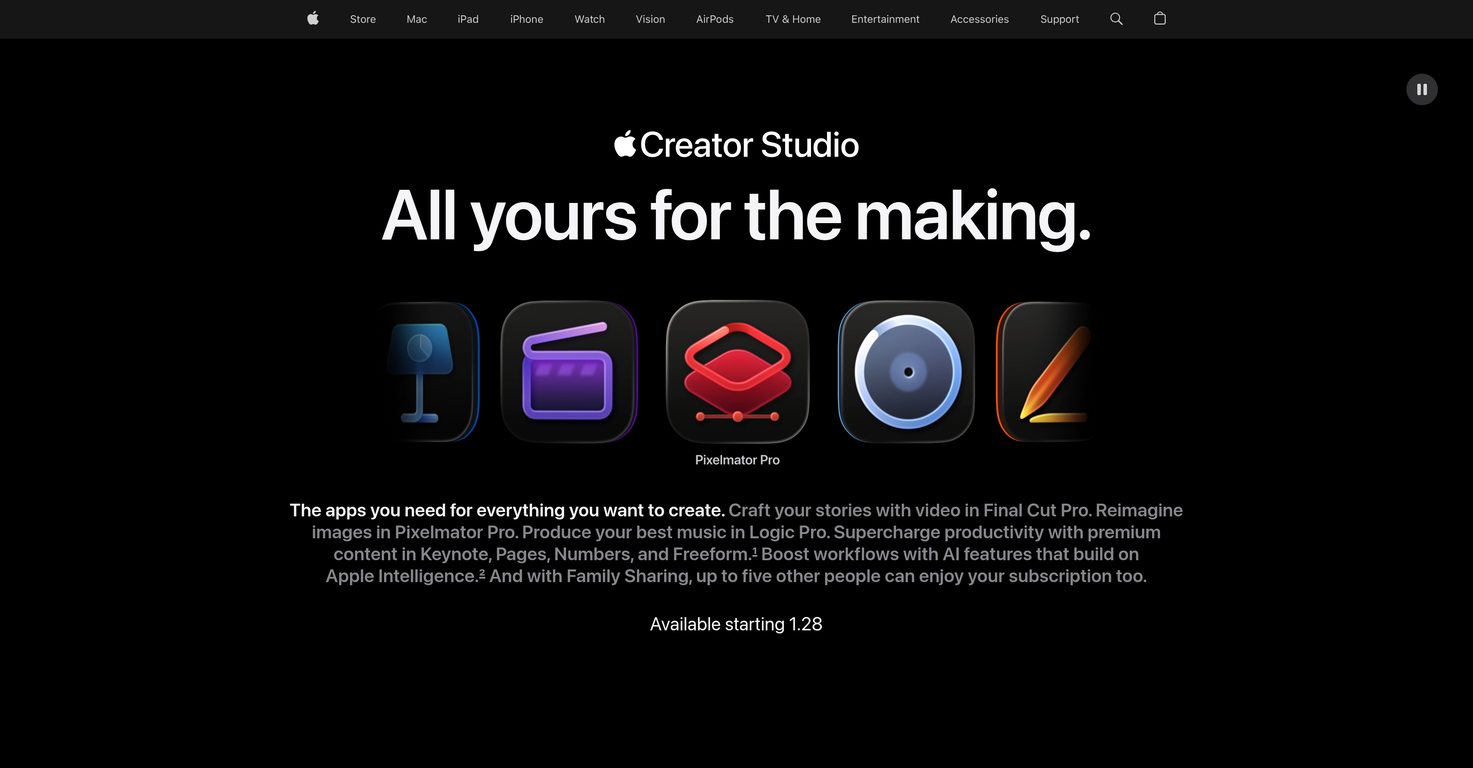 Apple Creator Studio website