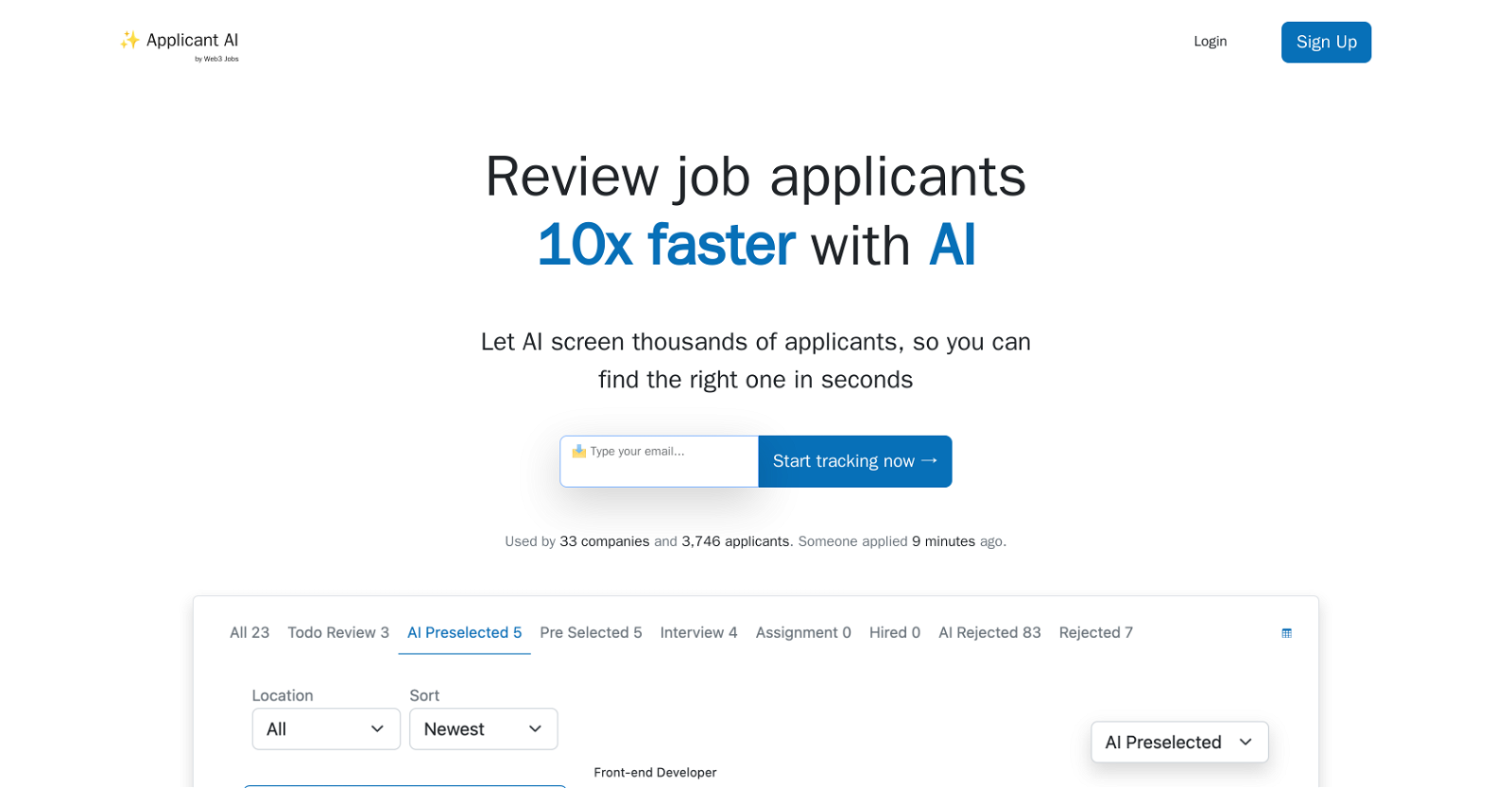 Applicant AI website