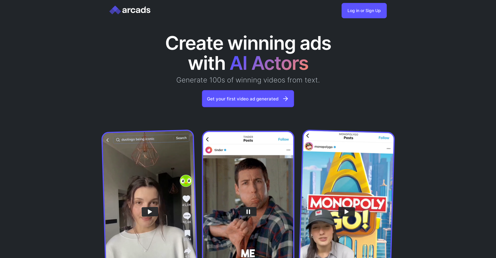 Arcads website