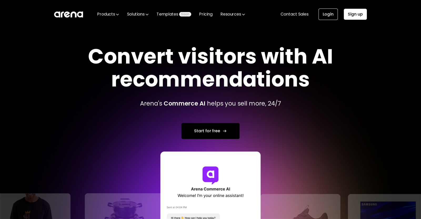 Arena Commerce AI website