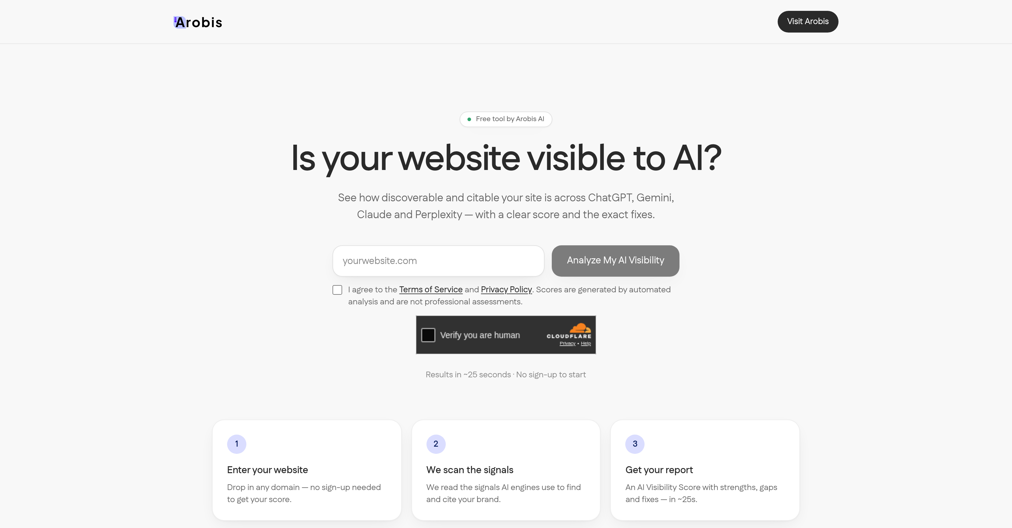 Arobis | AI Visibility Checker screenshot 1 Arobis | AI Visibility Checker screenshot 1