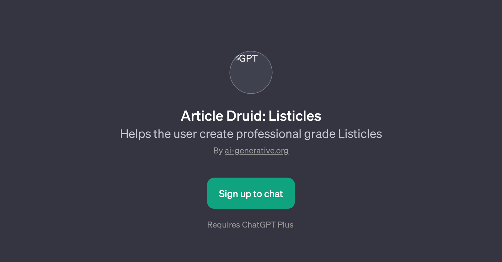 Article Druid: Listicles website