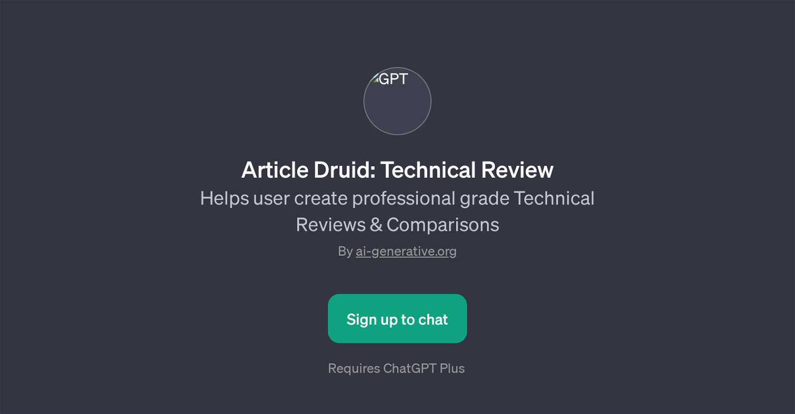 Article Druid: Technical Review website