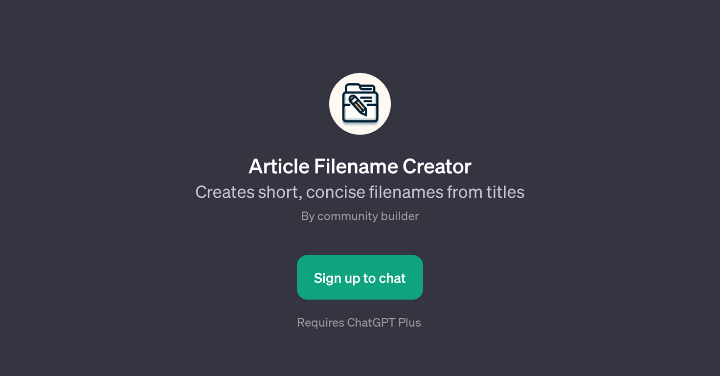 Article Filename Creator website