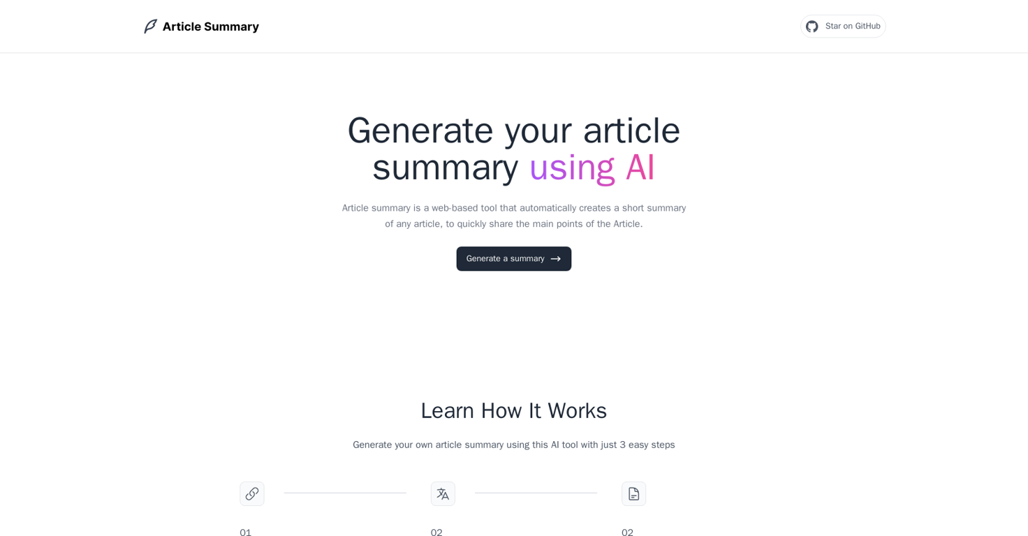 Article Summary website