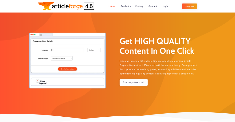 Article Forge website