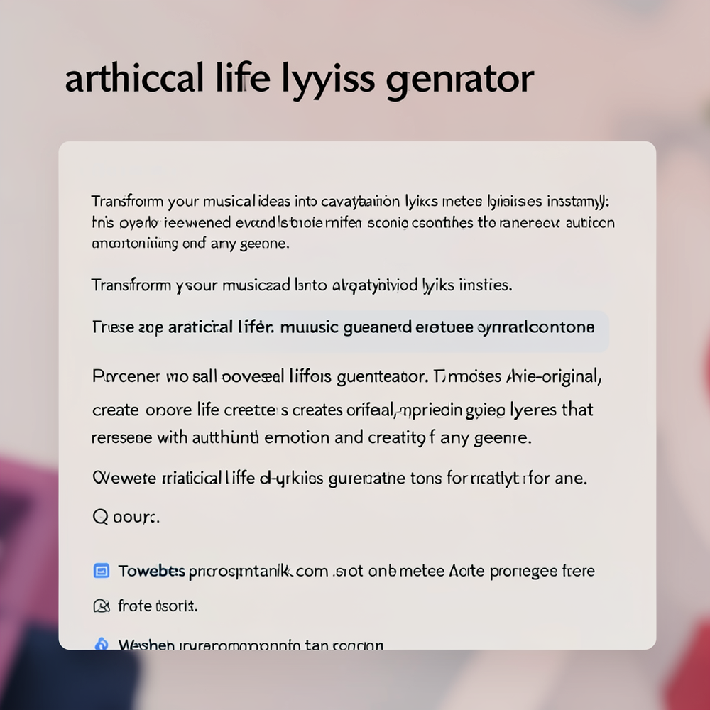 artificial life lyrics generator website