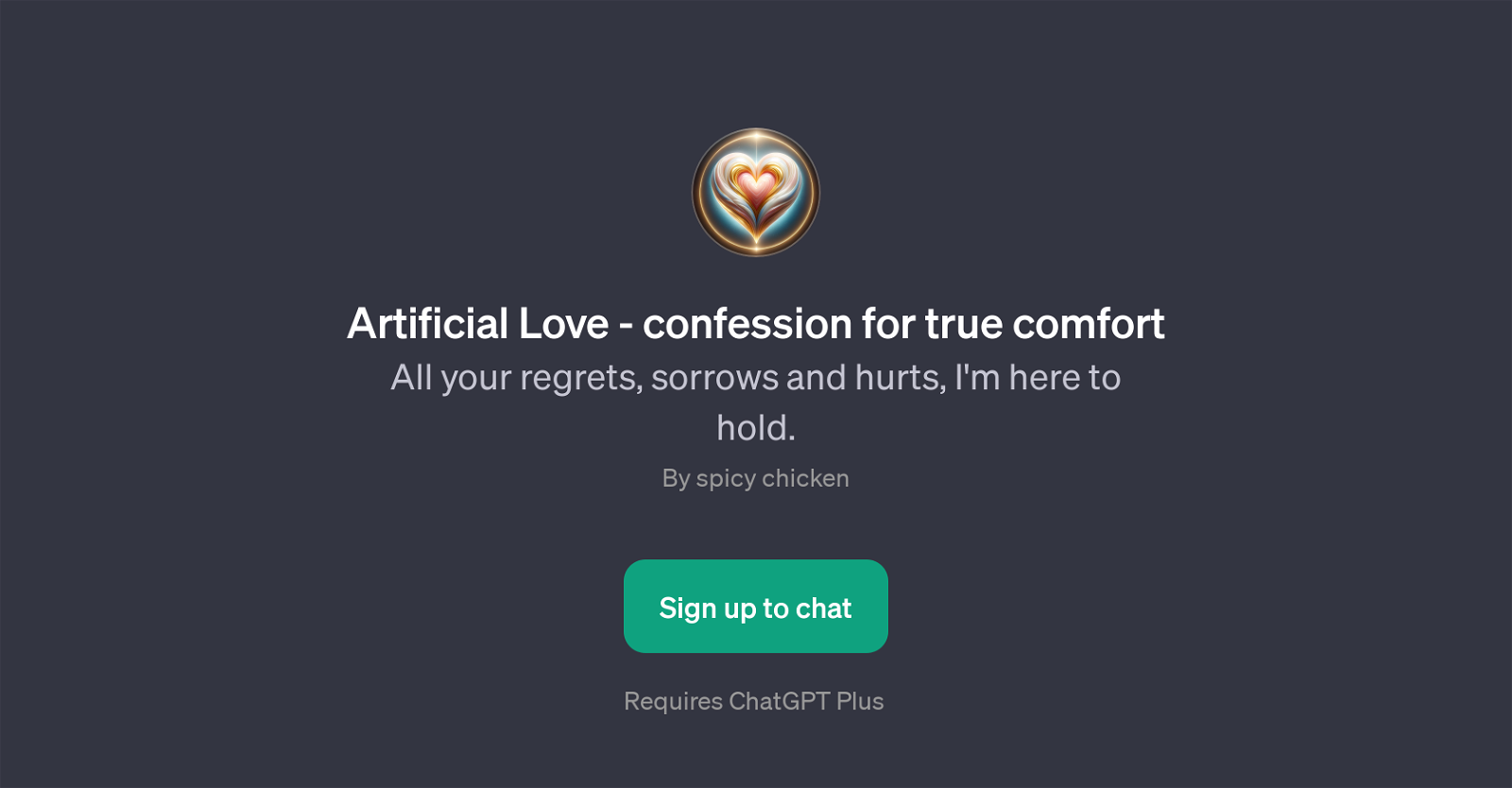 Artificial Love - confession for true comfort website