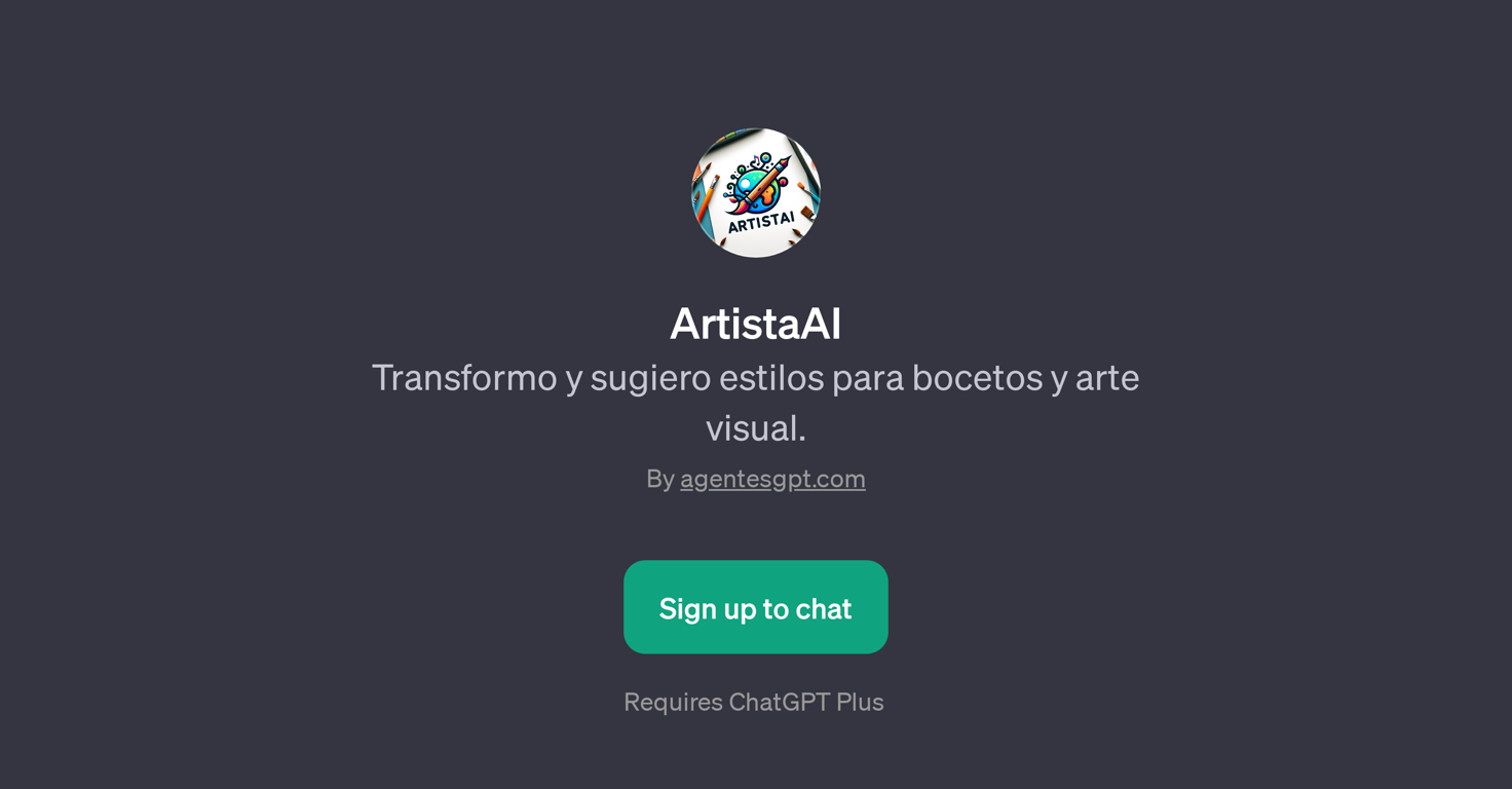 ArtistaAI website