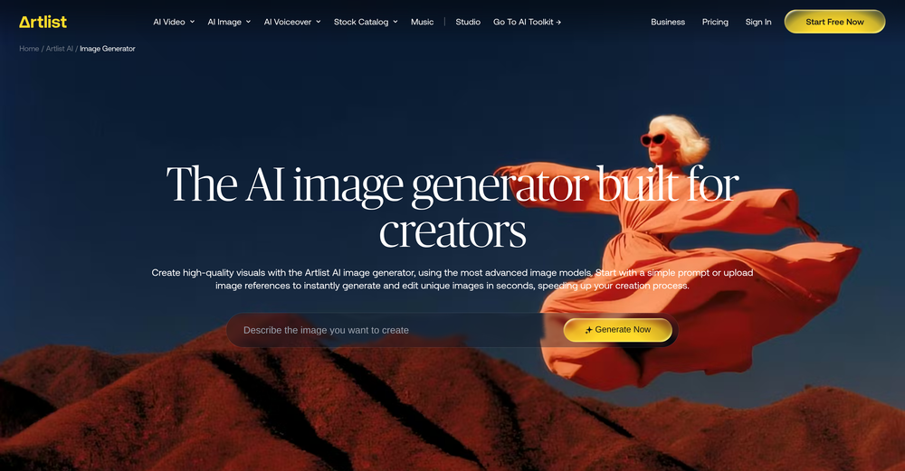 Artlist | AI Image Generator website