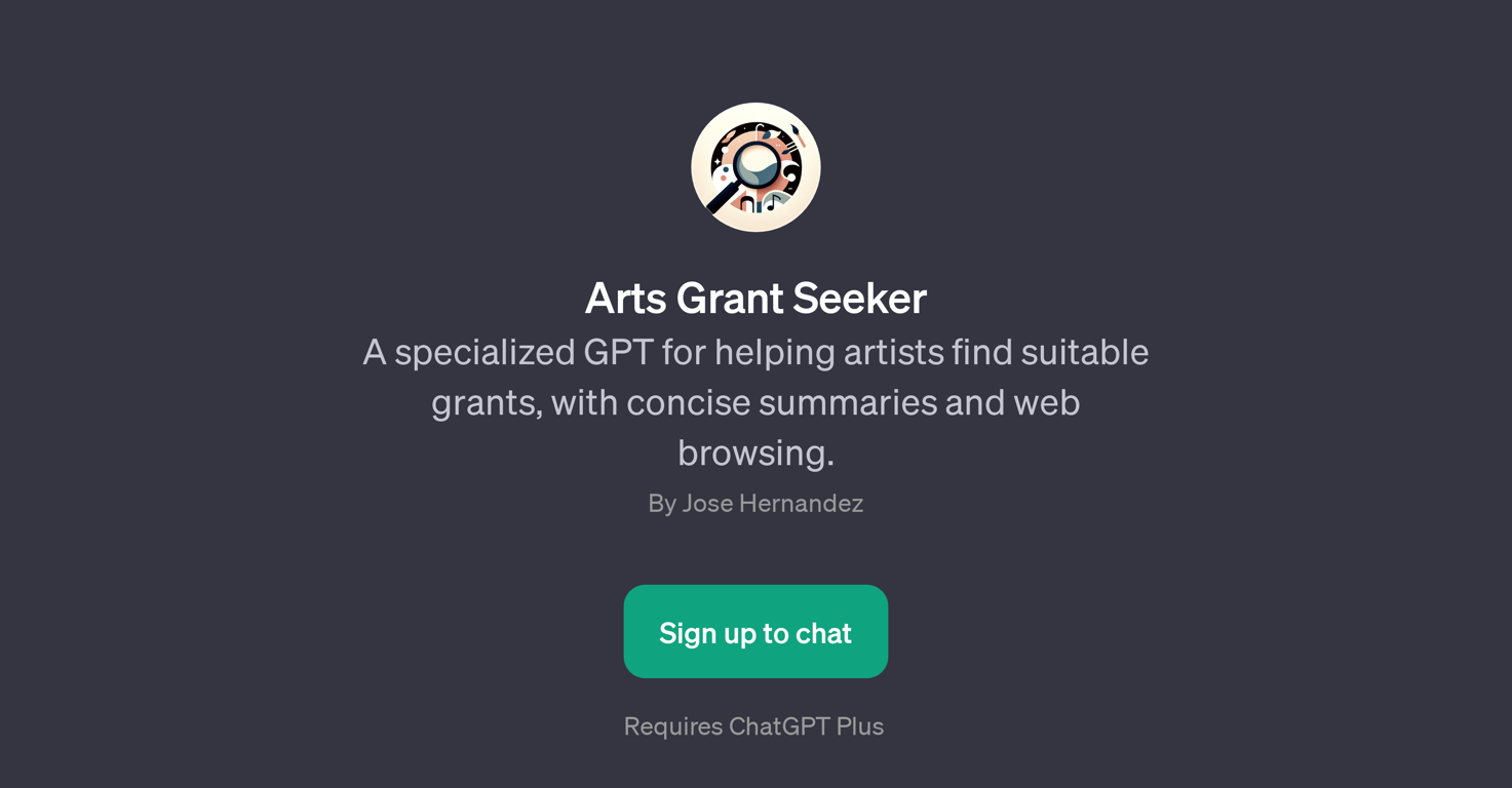 Arts Grant Seeker website
