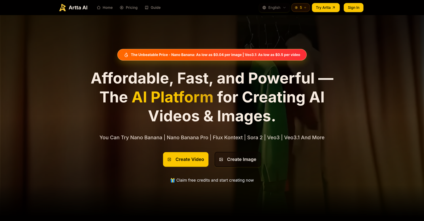 Artta AI website