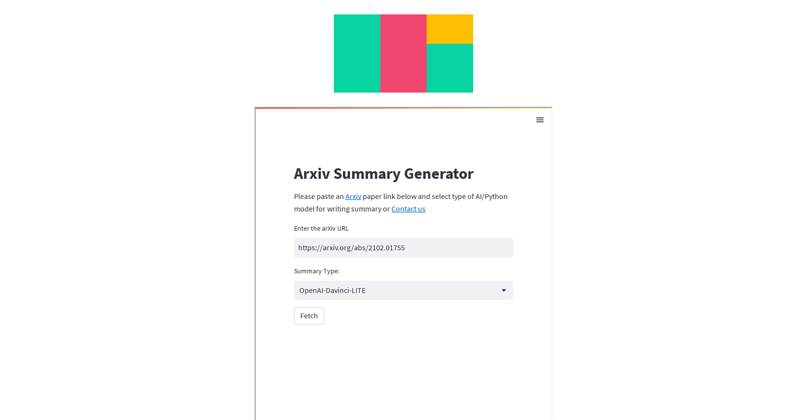 Arxiv Summary Generator website