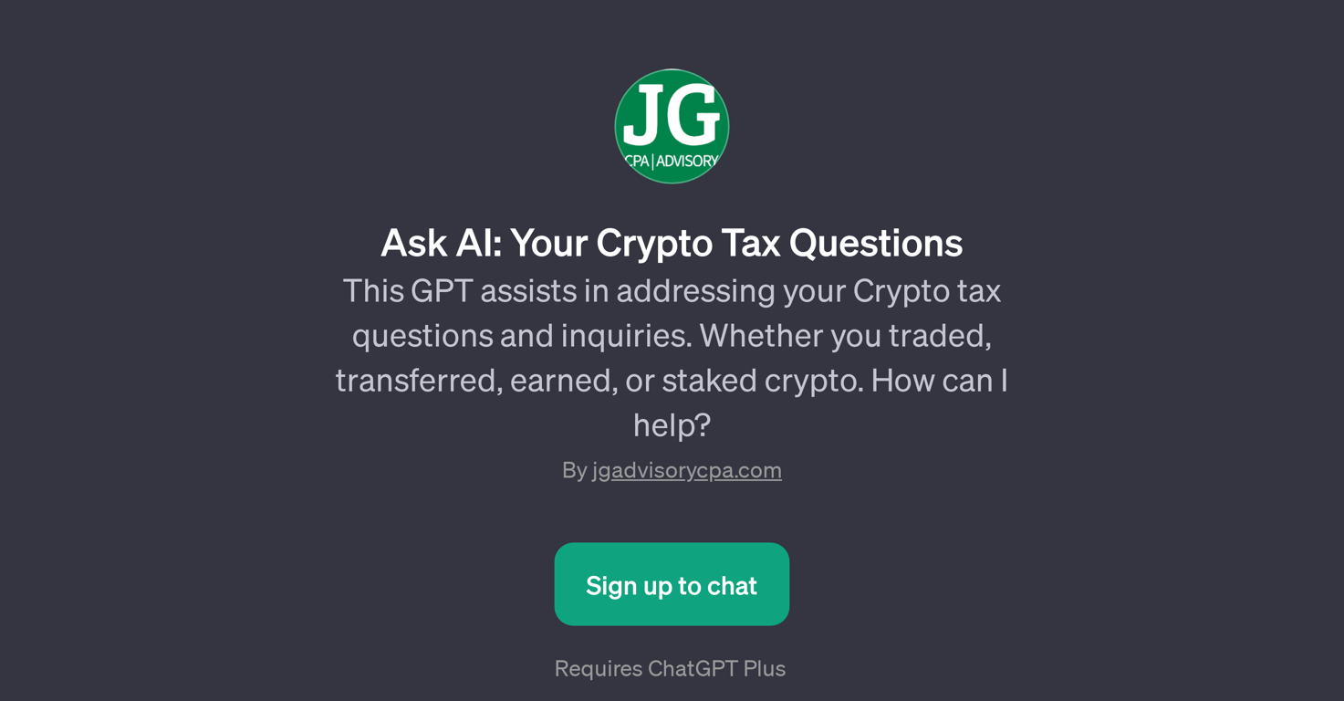 Ask AI: Your Crypto Tax Questions website