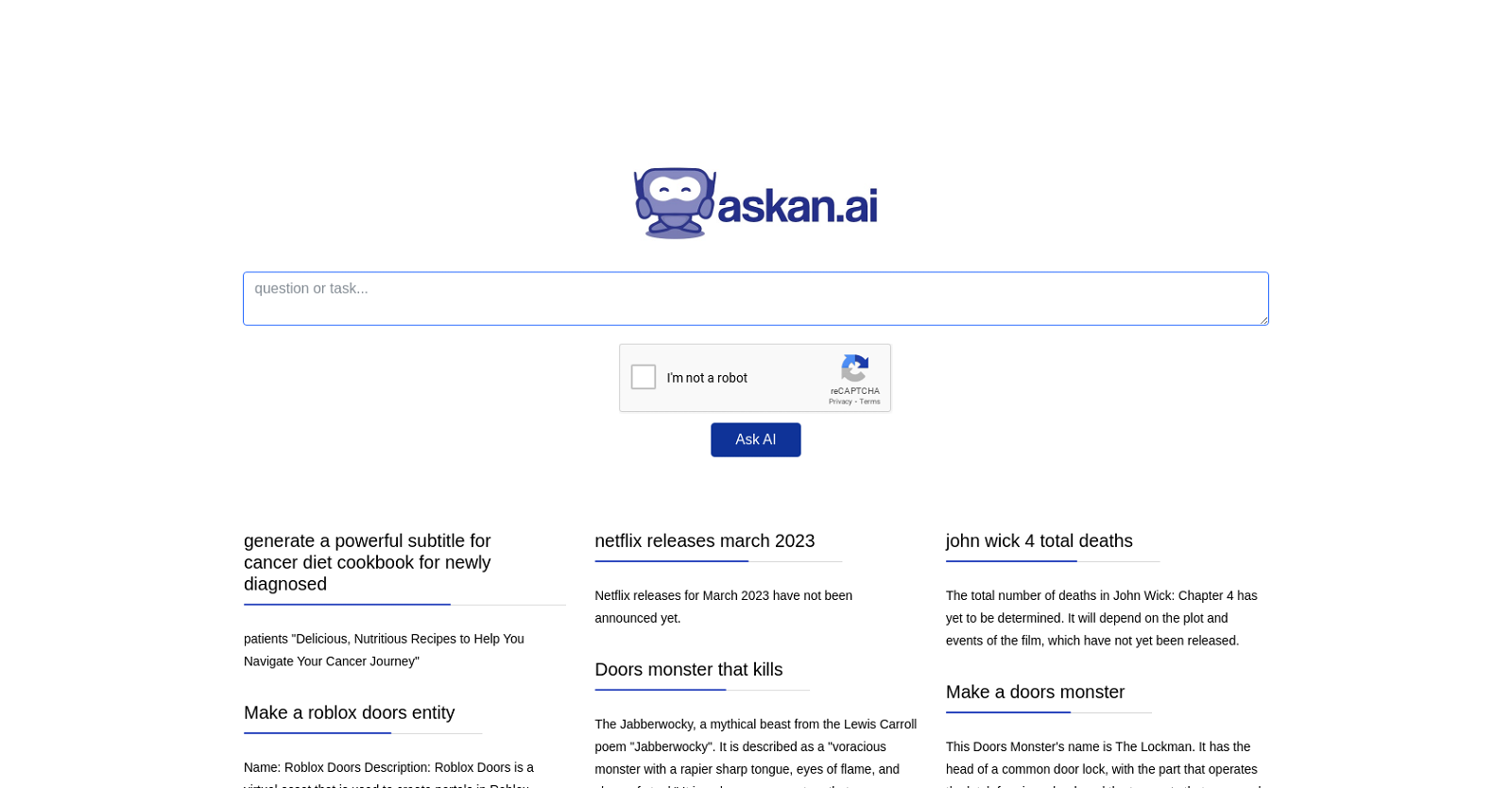Ask an AI website
