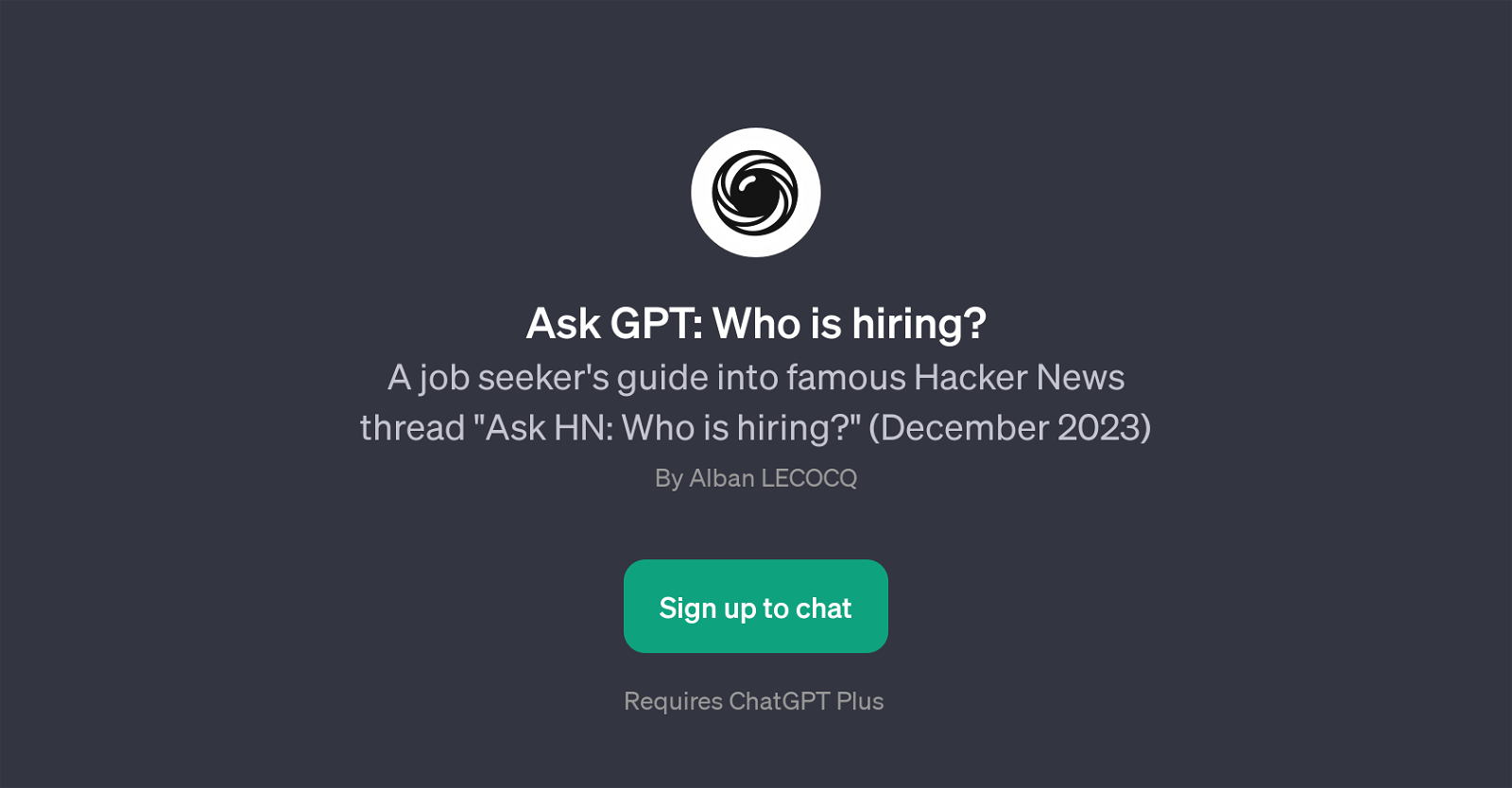 Ask GPT: Who is hiring? website