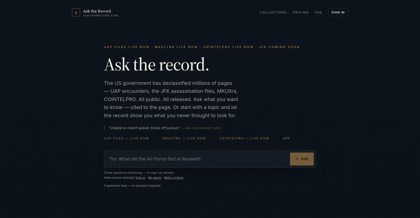 Ask the Record website